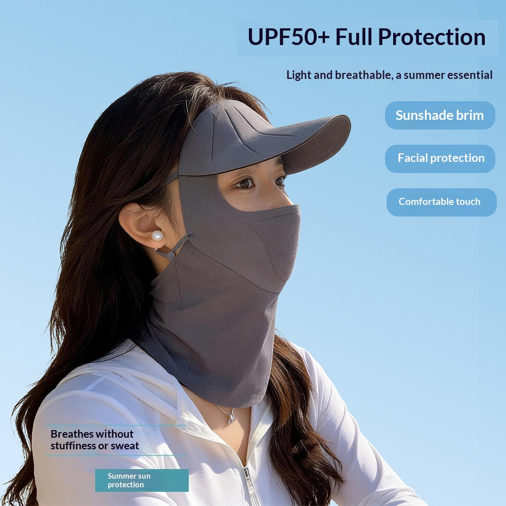 Masque visage protecteur du soleil pour femmes avec une casquette brumeuse