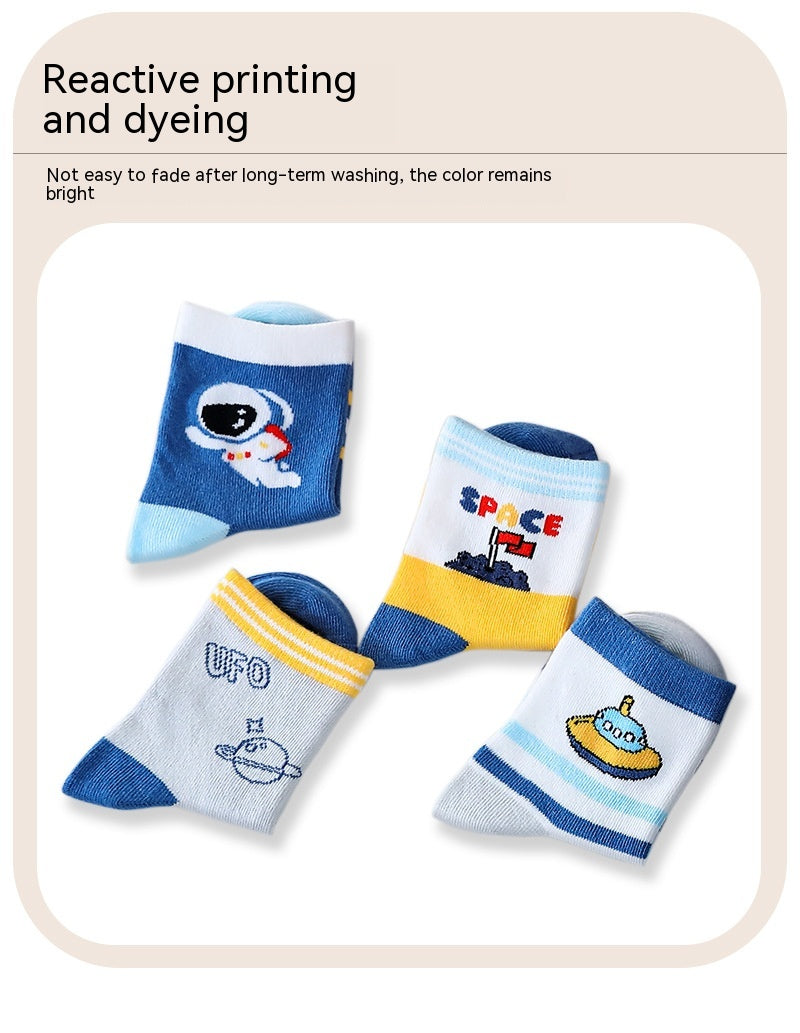 Chaussettes pour enfants Printemps et Automne mince Longueur mi-calf Couleur solide Chaussettes en coton