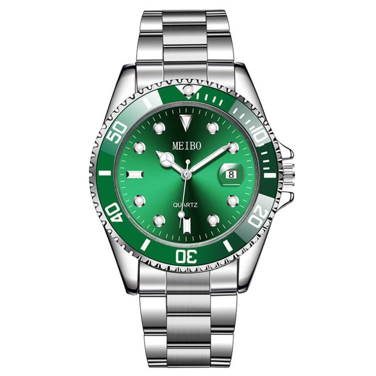Magnification du calendrier de verre hommes montre avec une sangle en acier
