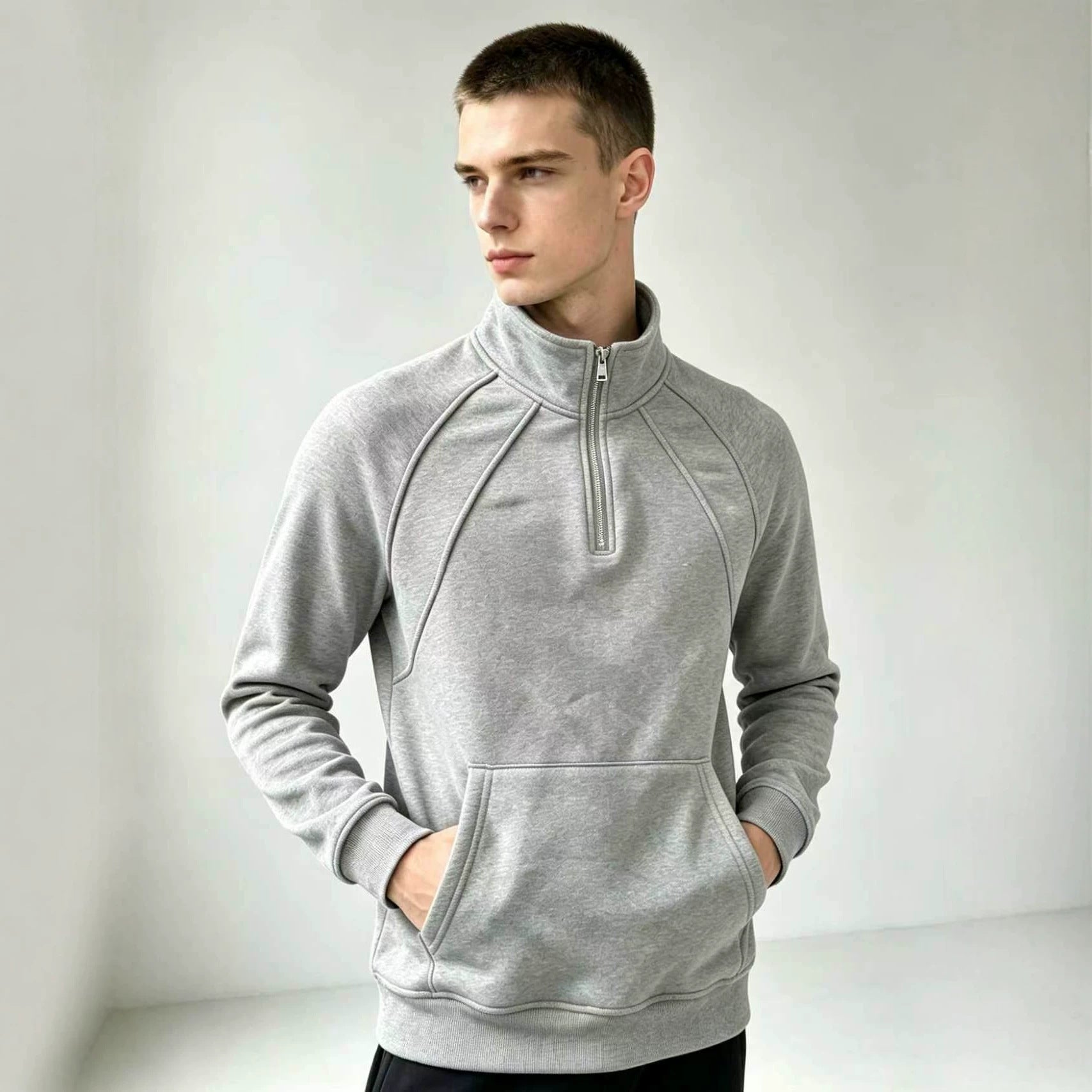 Sweat-shirt de pull à fermeture éclair pour hommes
