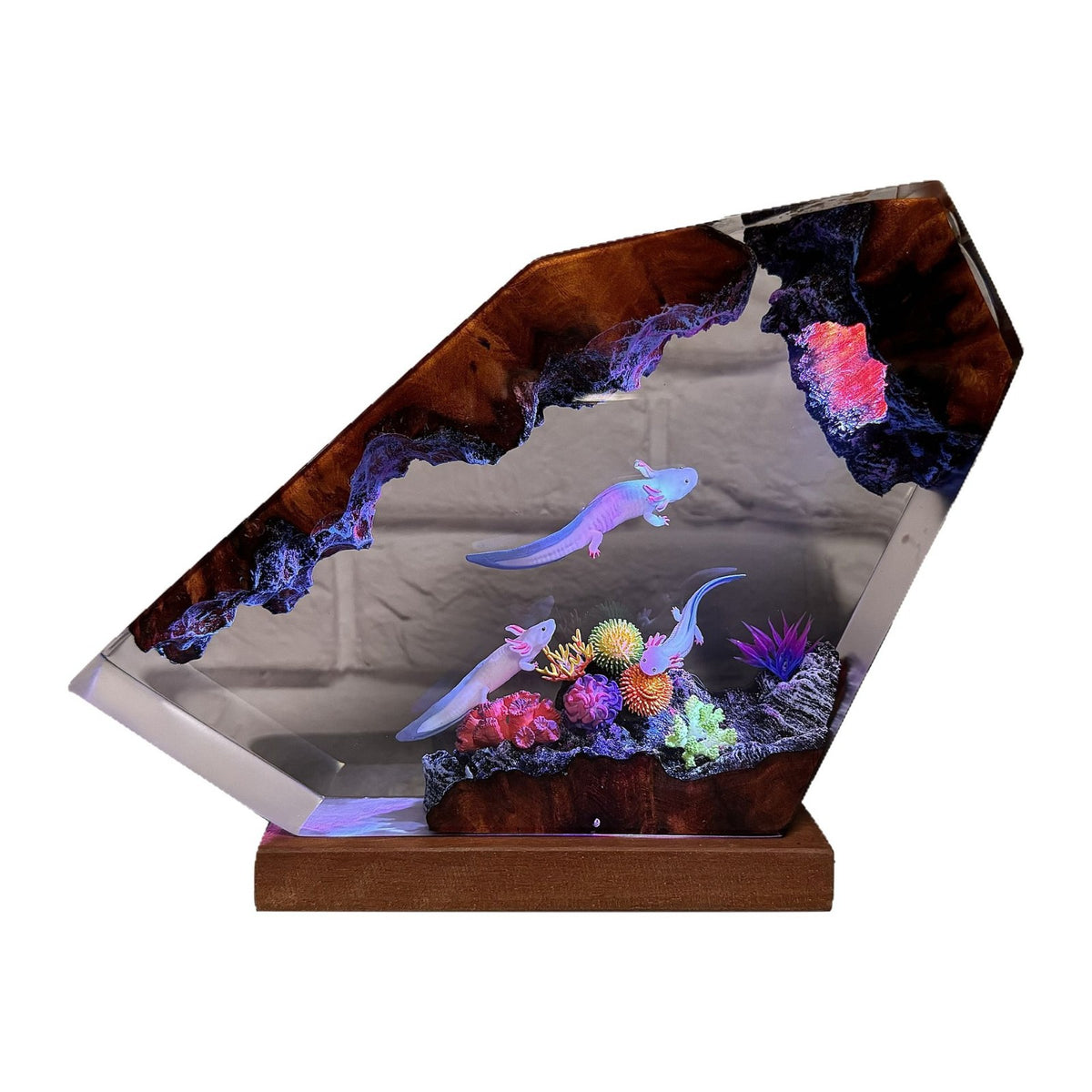 Lampe d'art en résine de forme Salamandre - Lampe de table créative artisanale pour table de nuit de décoration maison
