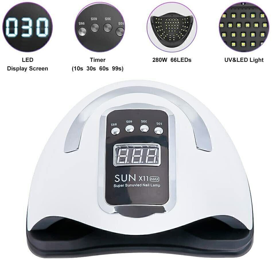 280W UV Lampe à ongles outil 66LED professionnel sécheur polonais Gel lumières acryliques