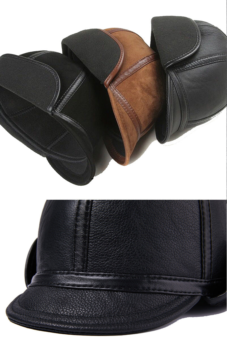 Chapeau d'hiver en cuir casual pour hommes