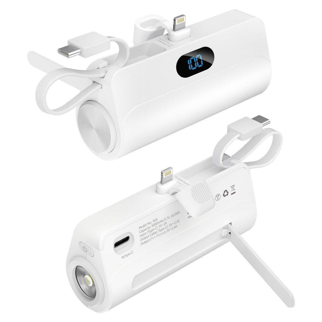 Mini banque d'alimentation portable avec câble intégré