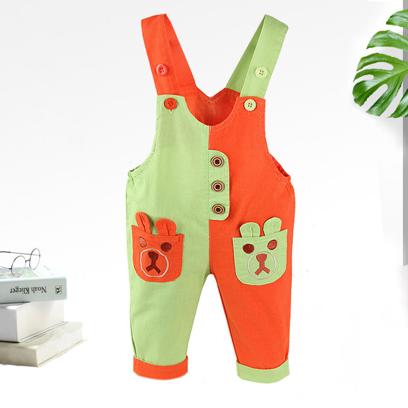 Fashion Couleur Matching bébé Mandarin seul dents Pantalons de canard Mince