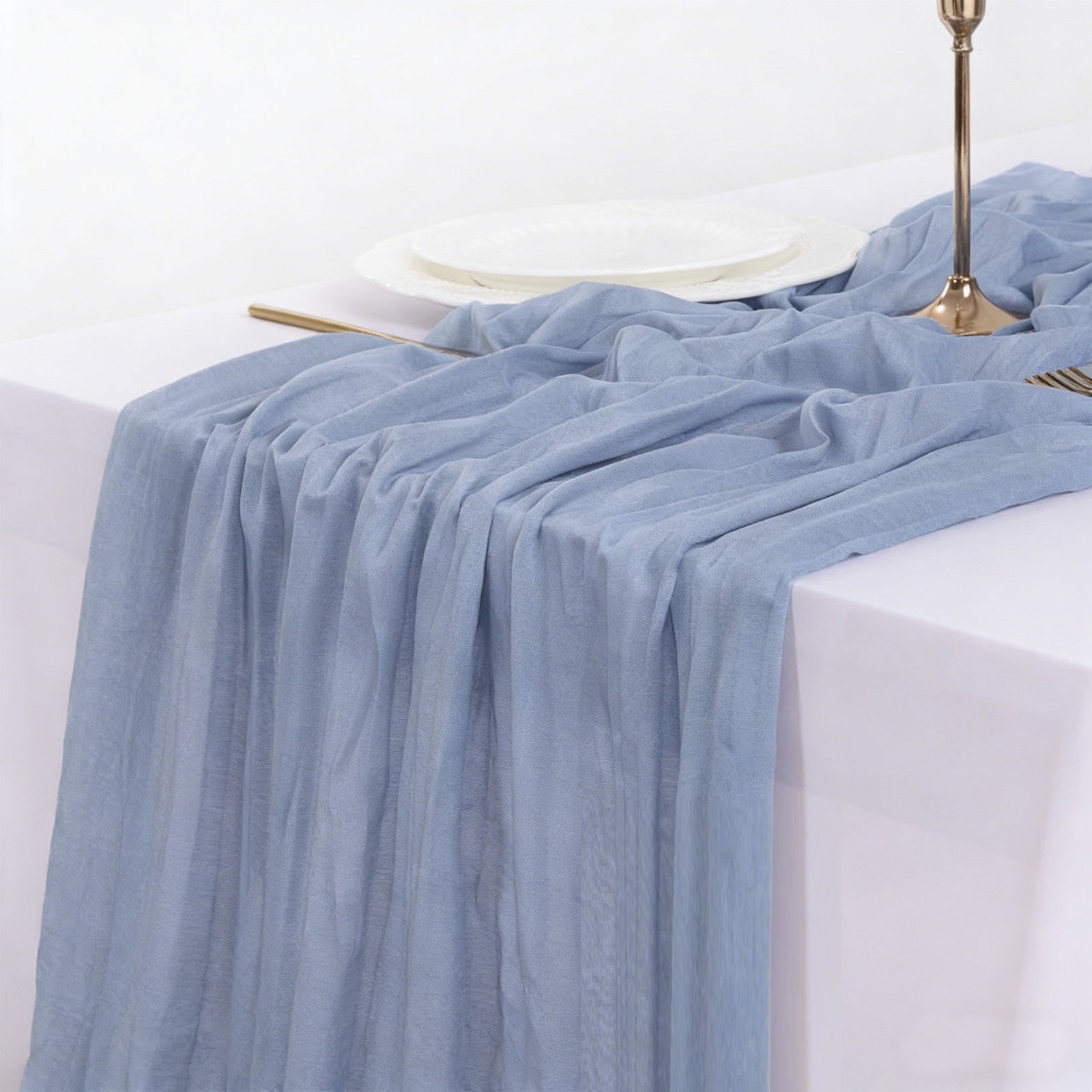 Coureur de table à bulles 80x300 Cm en gris-bleu - Décor de table moderne pour les fêtes et les événements - P