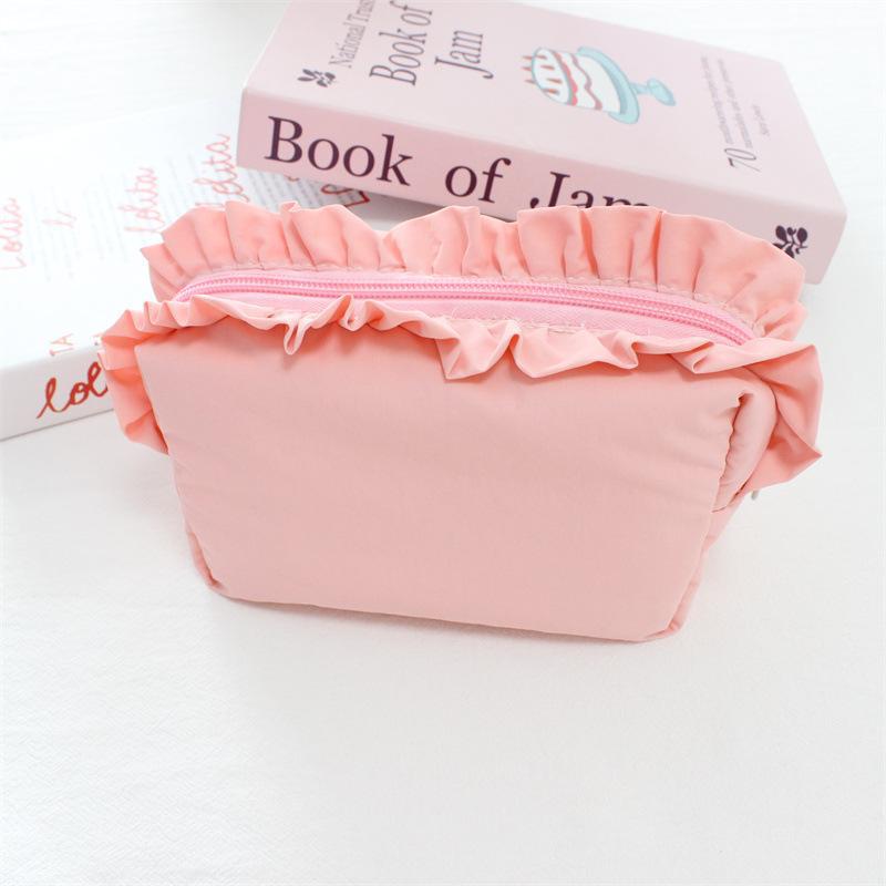 Sac de maquillage Ruffled style coréen simple en nylon imperméable
