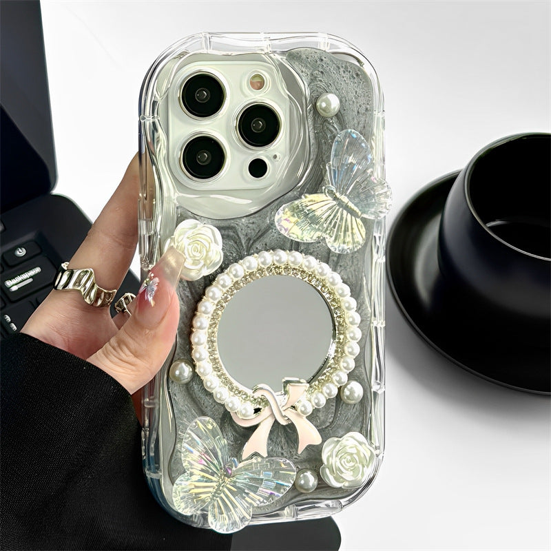 Epoxy Mirror Flower Butterfly Phone Case Trois dimensions Tout compris