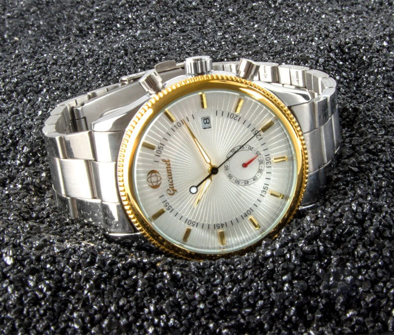 Mécanique en acier d'affaires montre hommes