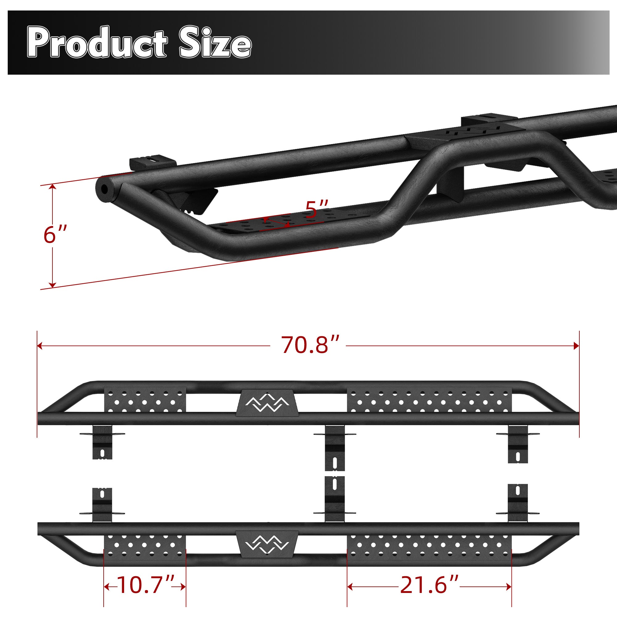 Planches de course Nerf Barres marches latérales pour 07-18 Jeep Wrangler JK Unlimited 4 Door
