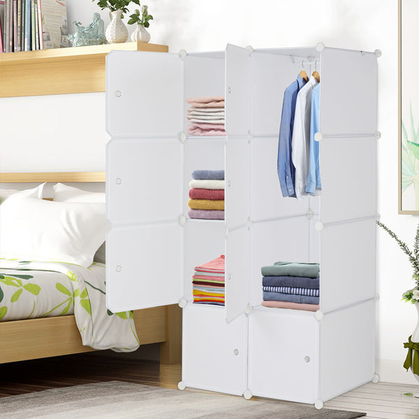 Armoire en forme de cube à 8 compartiments de 4 couches avec 1 tige suspendue