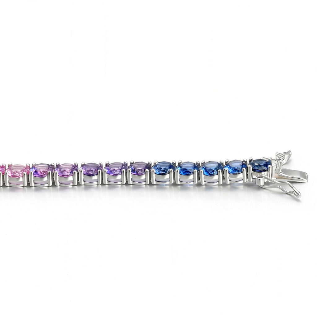 S925 Argent Sterling 5mm Rainbow Lab-Grown Gemstone Bracelet de tennis pour femmes Platinum Pla