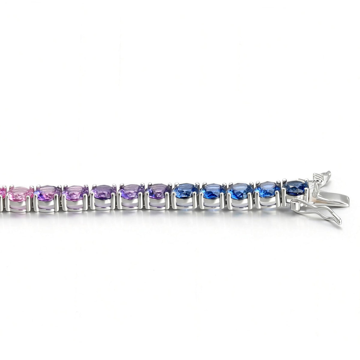 S925 Argent Sterling 5mm Rainbow Lab-Grown Gemstone Bracelet de tennis pour femmes Platinum Pla