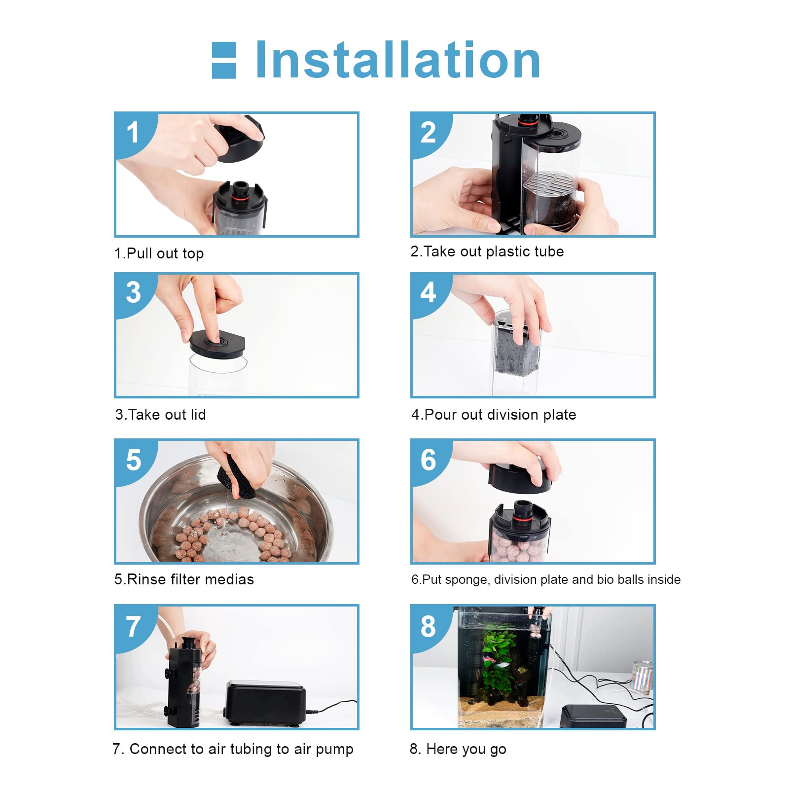 Petit filtre à éponge bio Aquarium avec boules de céramique