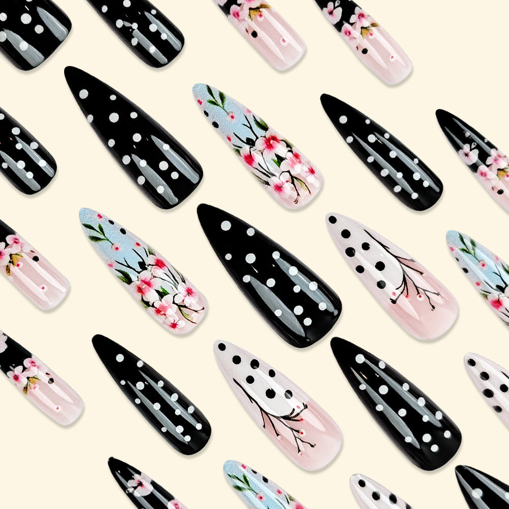 Stickers 24 pièces d'huile d'acrylique pointue allongée pour porter des ongles
