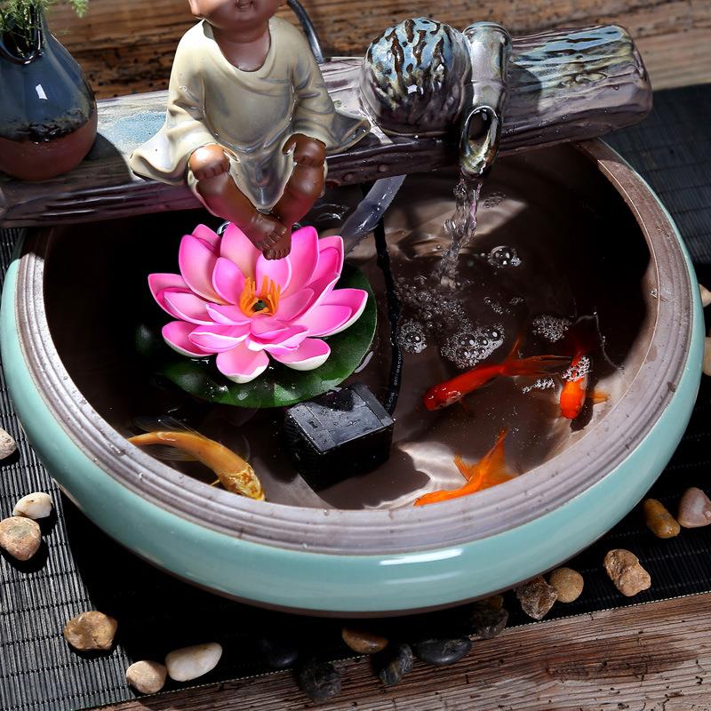 Céramique eau ornements réservoir de poisson salon bureau humidificateur