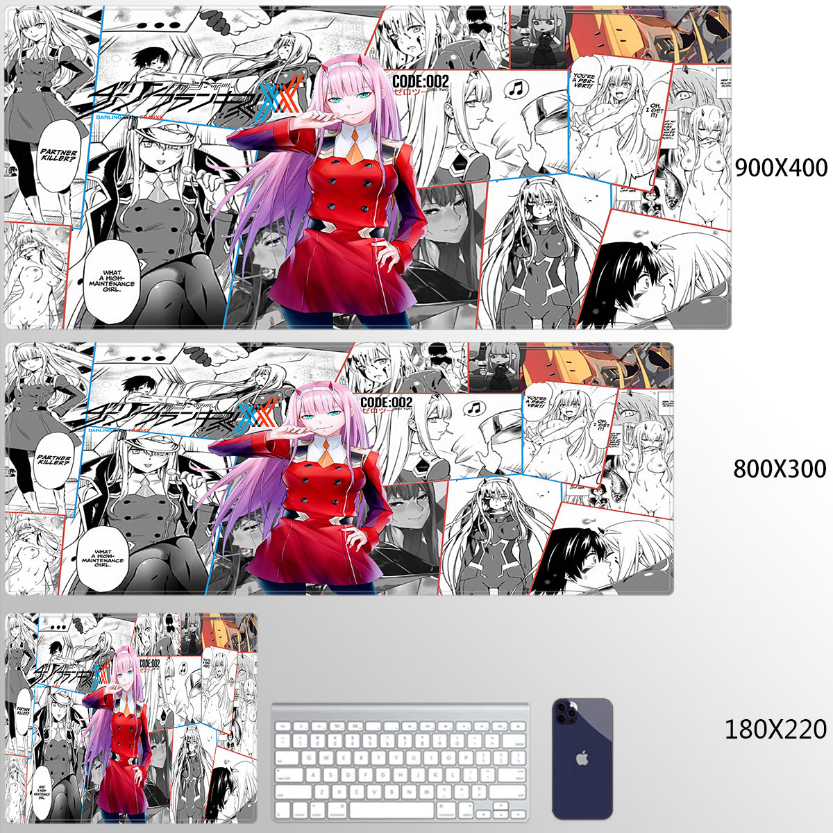 Darling In The Franxx Themed Keyboard Mat, Anime Mousepad, Computer Mat