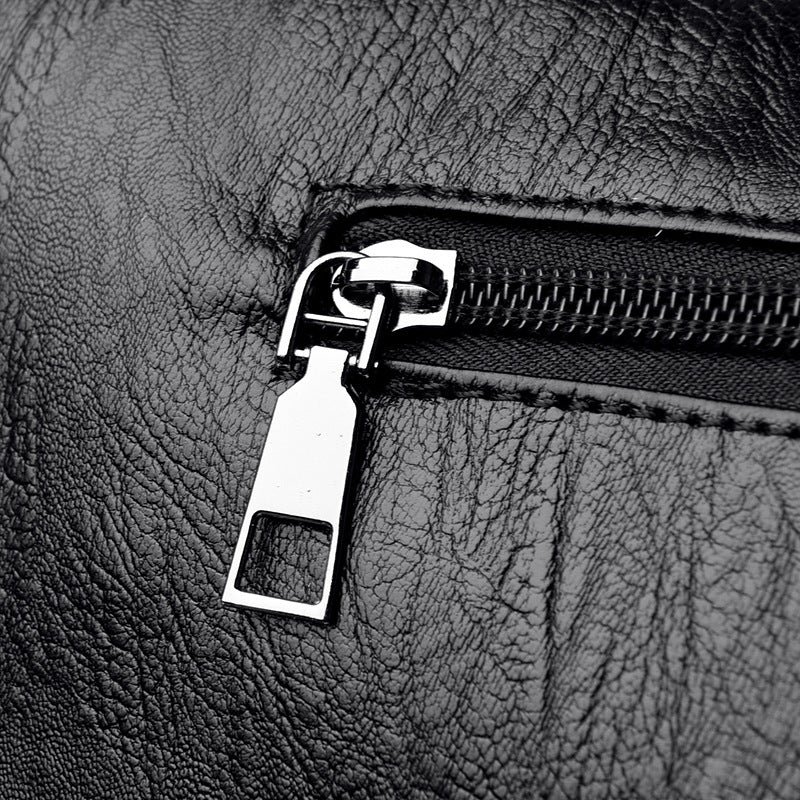 Sac à bandoulière en cuir souple de grande capacité pour femmes de couleur solide