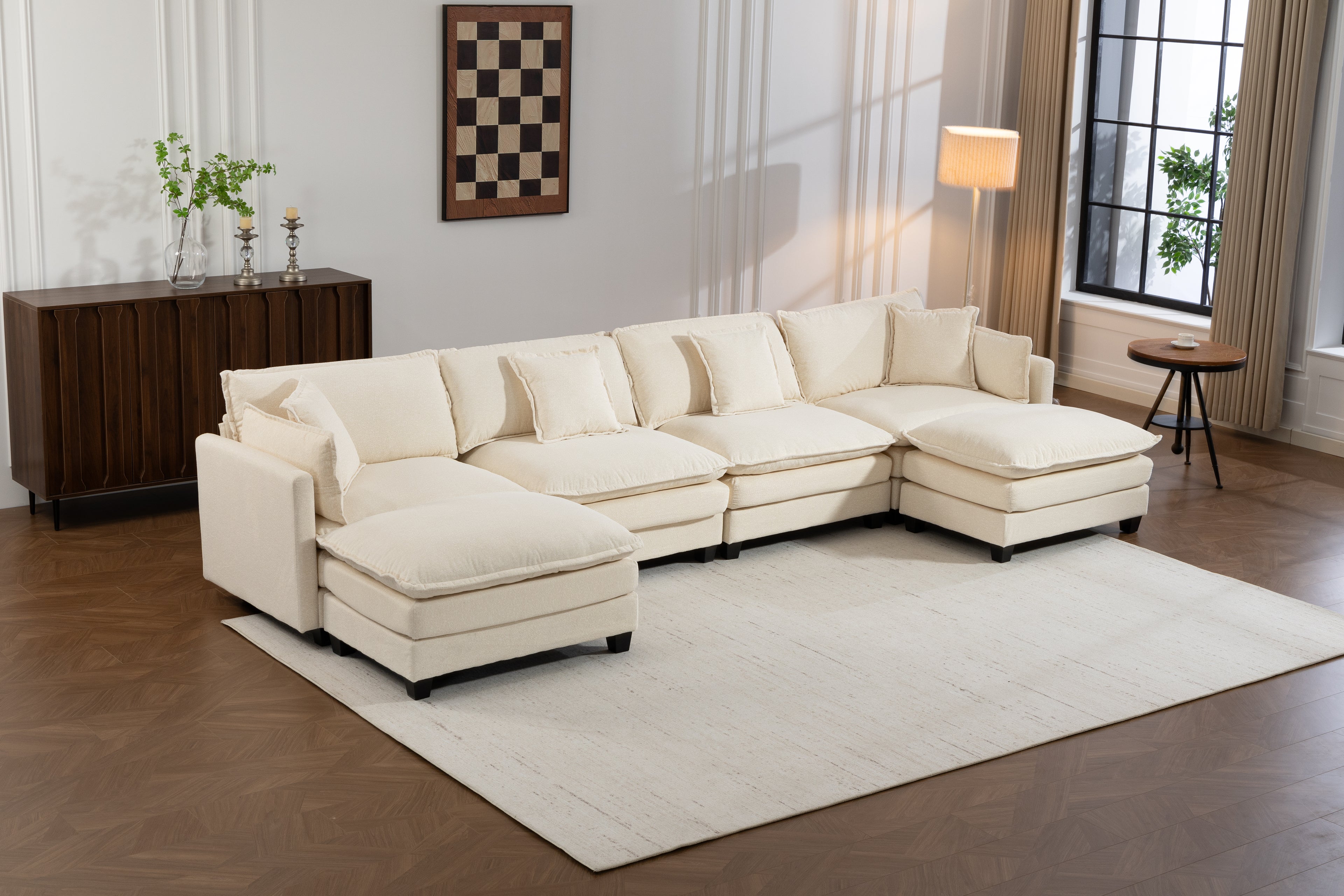 Moderne 4 places avec 2ottoman 149.61" Canapé sectionnel avec oreillers de taille