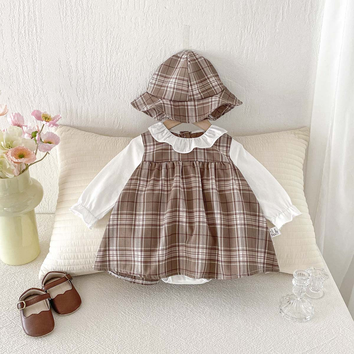 Printemps Arrivée filles Doll-collar Faux combinaison de saut deux-pièces