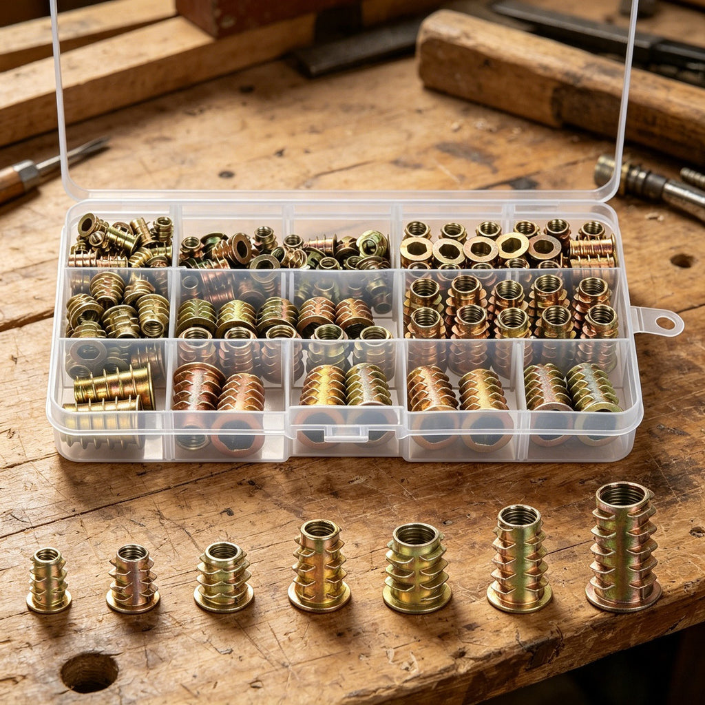 Assortment of nuts with a 15-compartment storage box and 115 nuts of various sizes for the replica