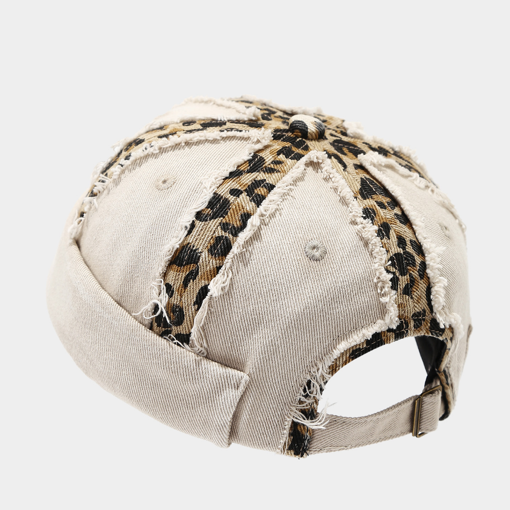 Été hommes et femmes lavés affolés Fringed Leopard Imprimer Patchwork Chapeau supérieur pour un R