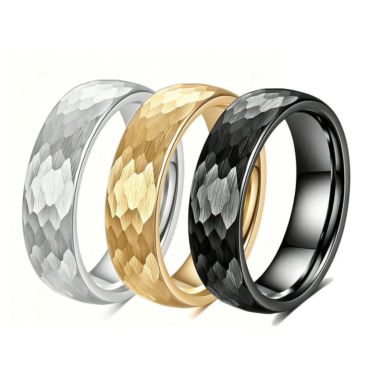 Bague en acier inoxydable marbré à l'échelle du poisson rétro