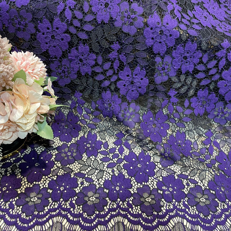 Tissu de vêtement de bord de la dentelle de couleur fixe multi-couleur, échancré