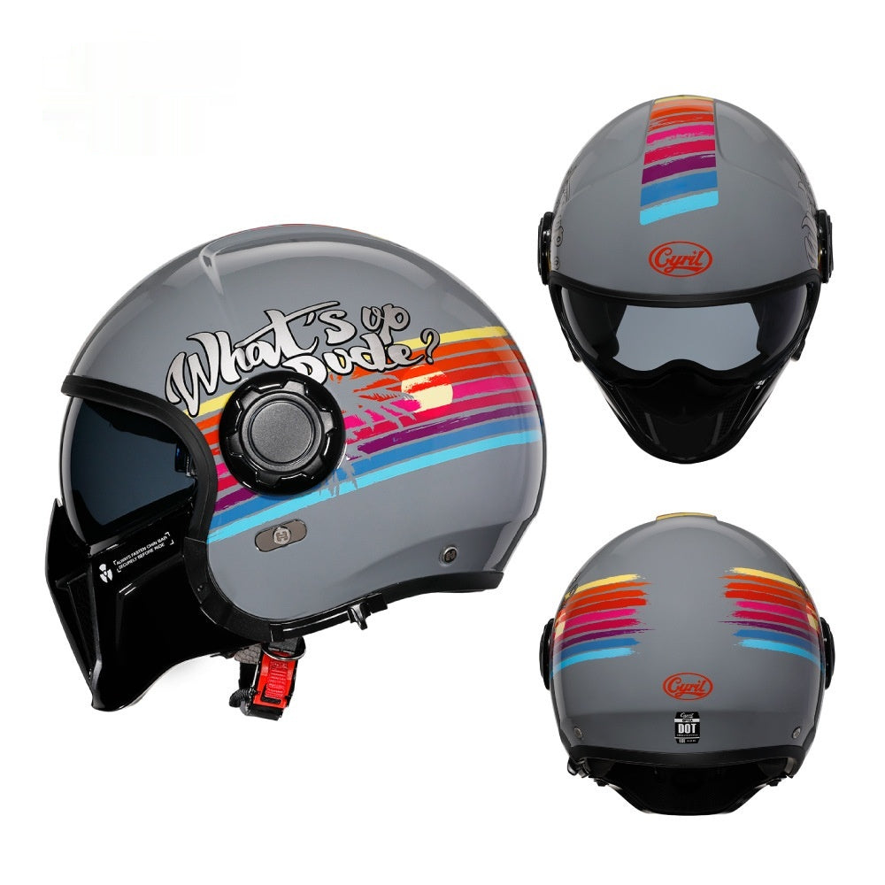 Casque de moto rétro Warrior noir
