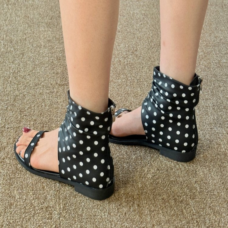Bottes de sandales de style européen et américain Polka Dot pour femmes