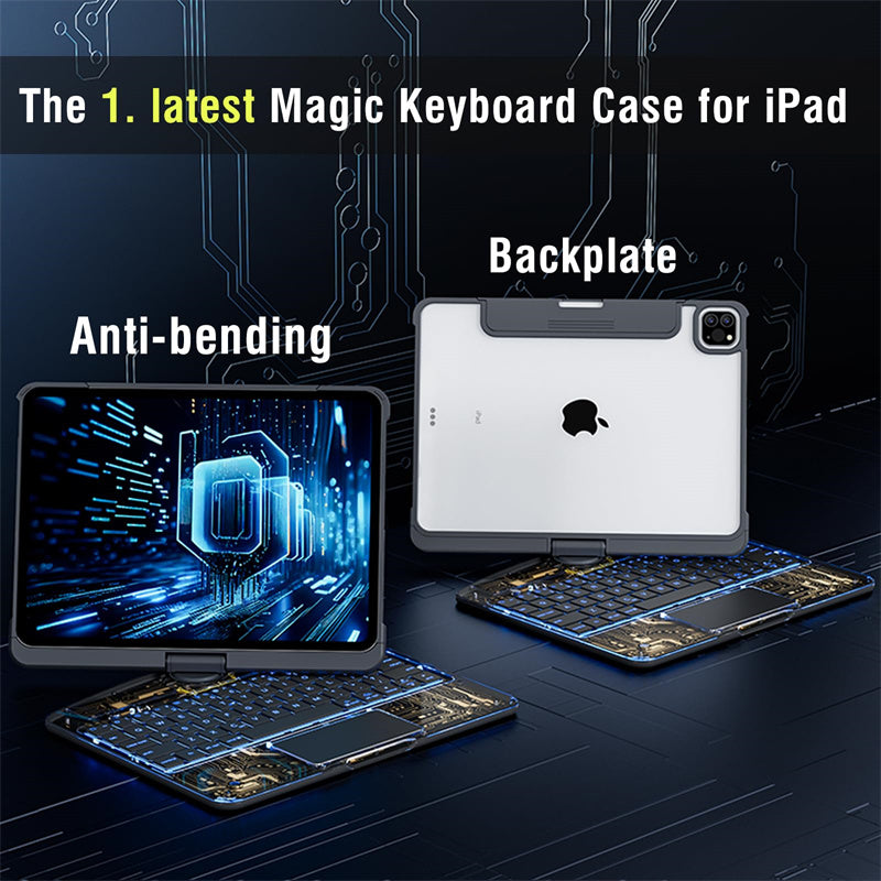Clavier pivotant 360 case claire pour IPad Smart Trackpad Clavier compatible Bluetooth