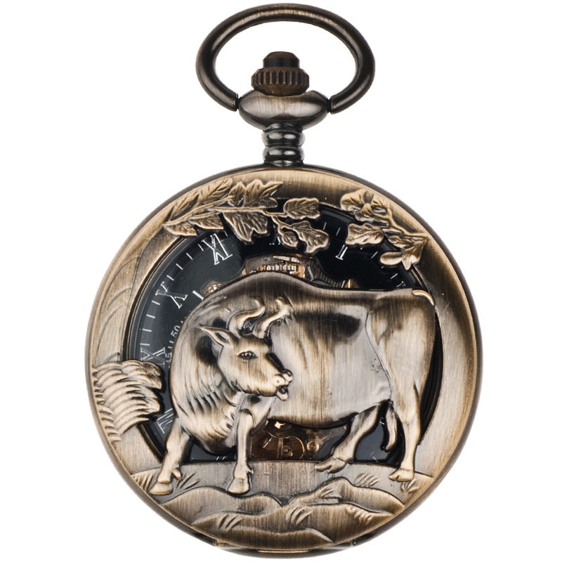 Montre 12-zodiac-animal de secours mécanique squelette avec cadran numérique romain