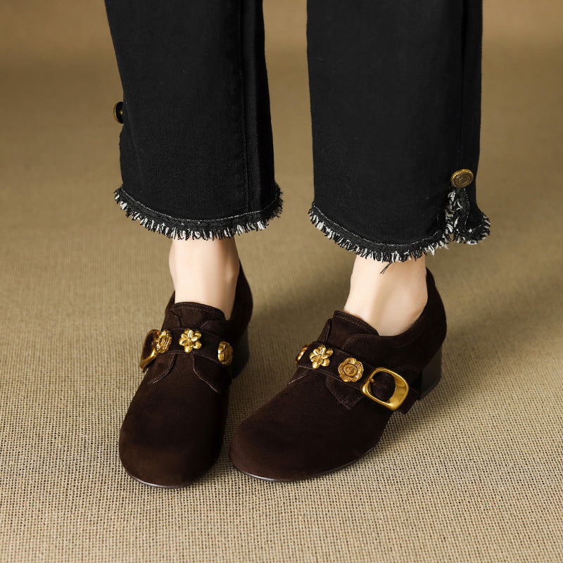 Mocassins d'orteils ronds pour femmes avec strass