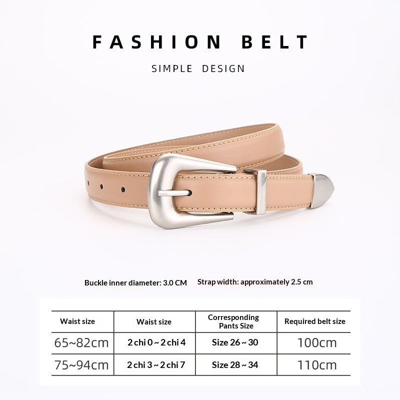 Femmes Retro Mode Unisexe Versatile Ceinture en cuir carré