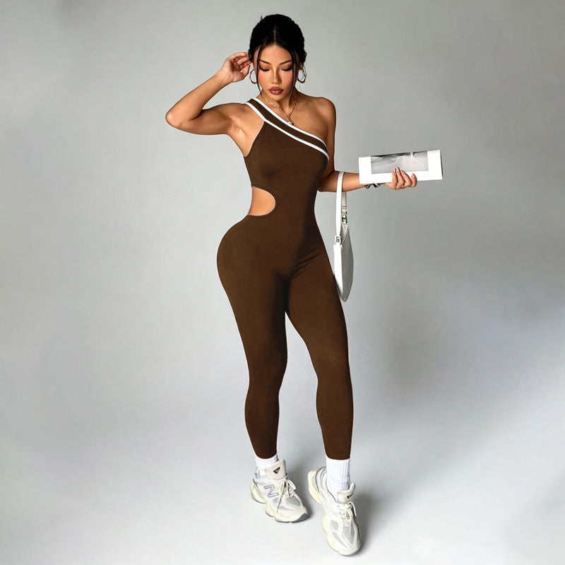 Pantalons de yoga sans épaule bloqués par la couleur