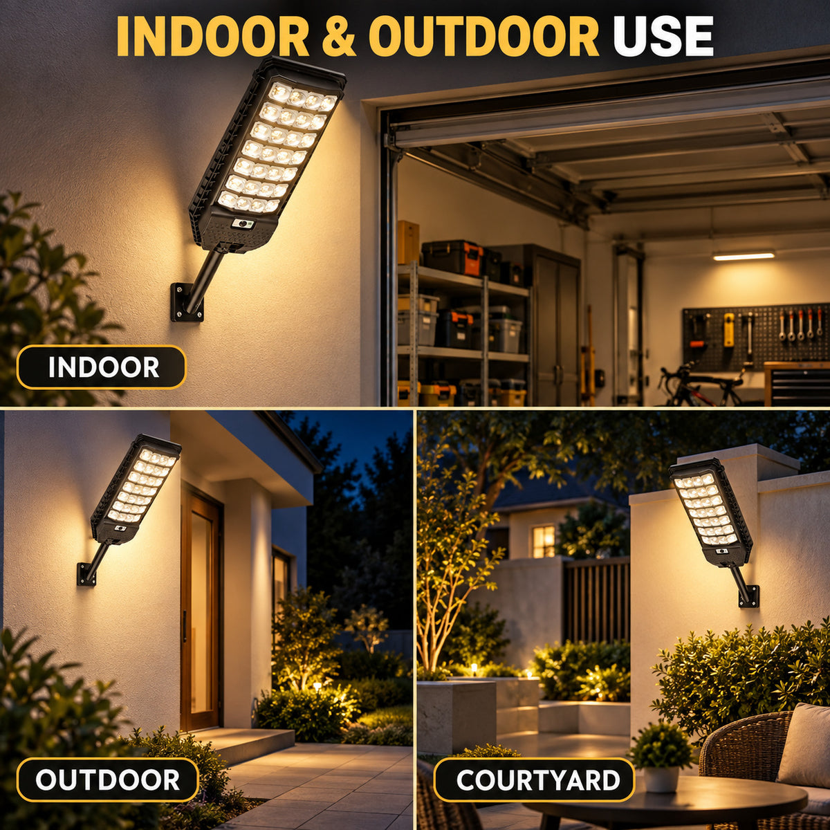 Solar Powered Motion Sensor Outdoor Light W7208 7 Noir pour Garden Yard Street Wall LED