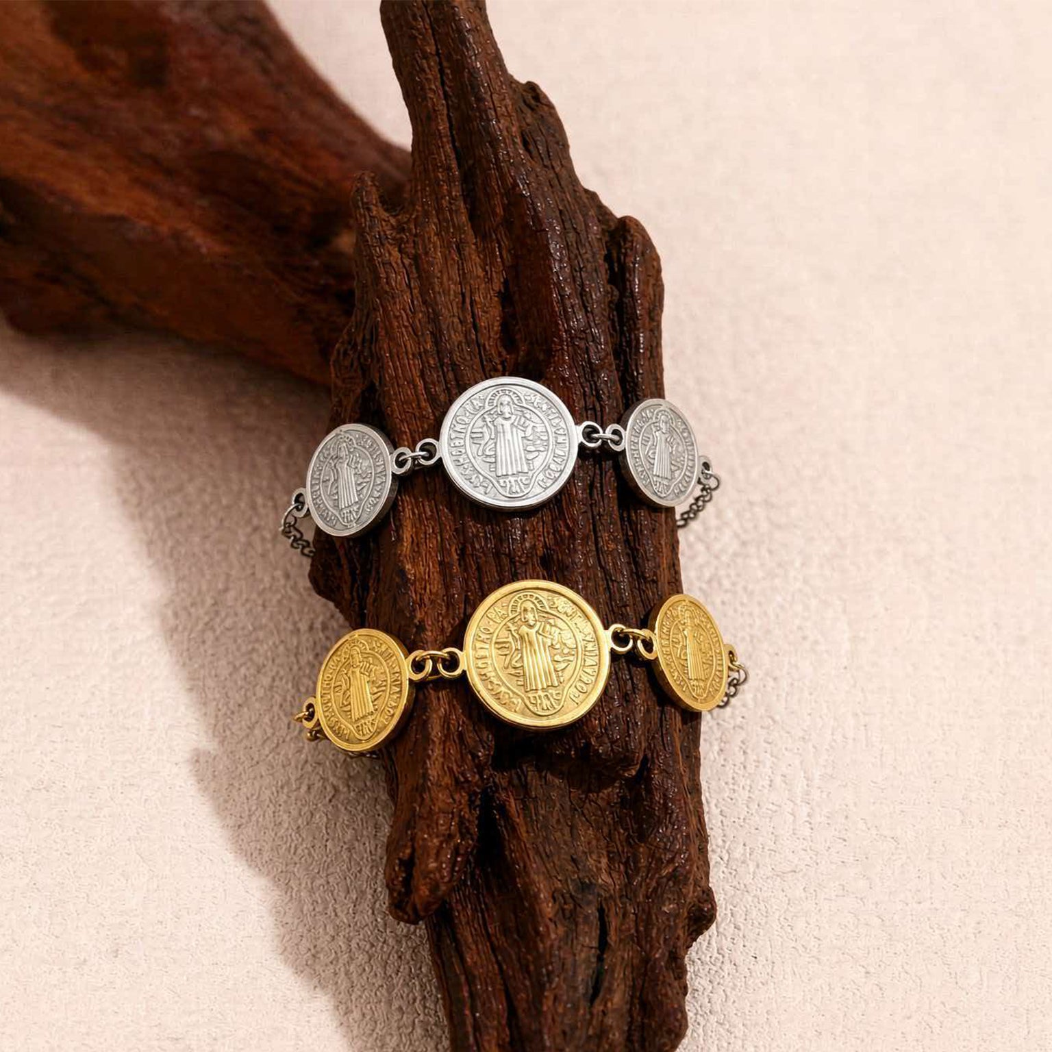 Bracelet pendentif en acier inoxydable série religieuse perles