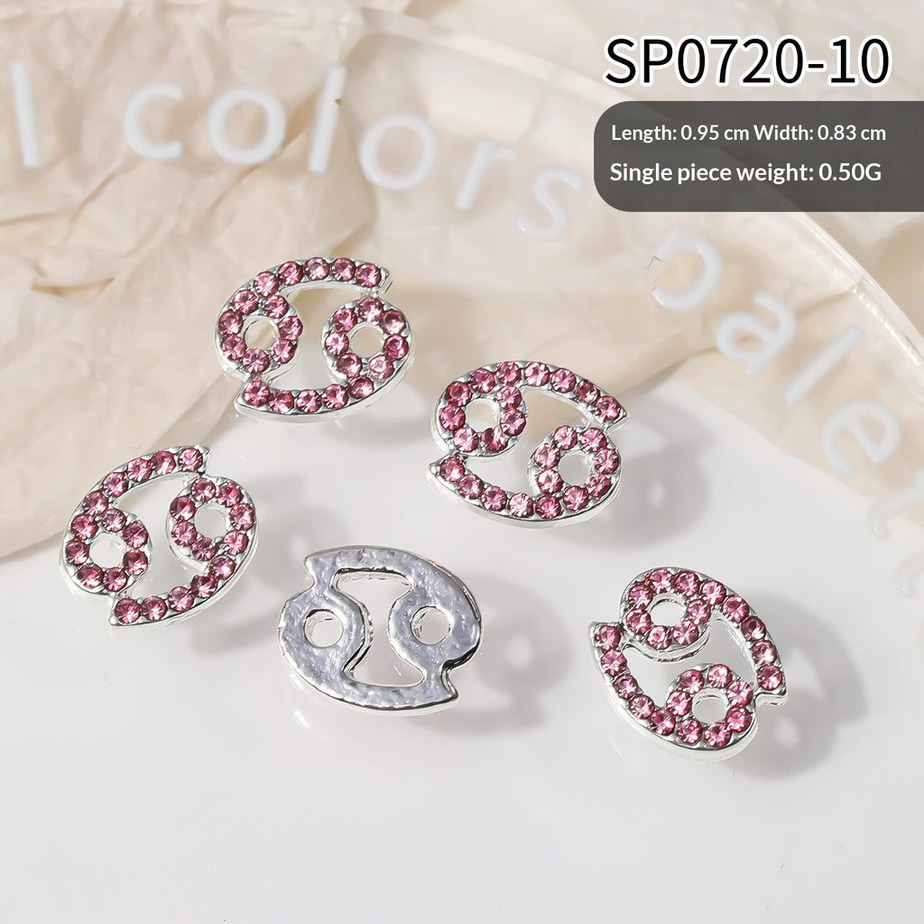 12 Stickers Filigrane Zodiac Art Accessoires Alliage Strass 3D pour Decorat de Nail Bricolage