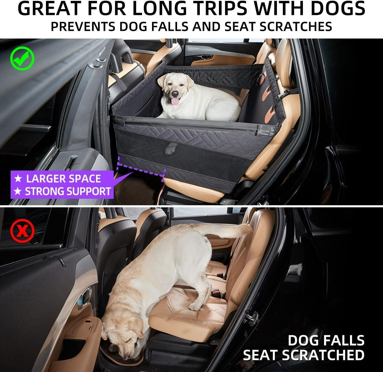 Siège de voiture de chat de chien de fond dur pour booster de gros et moyen animaux de compagnie