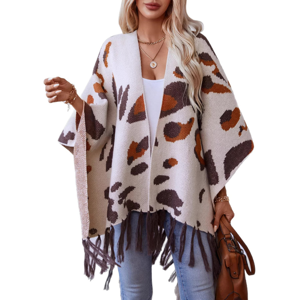 Driszle-Color Leopard-Imprimer Tasse tricotée CapeSholder Wrap pour les femmes