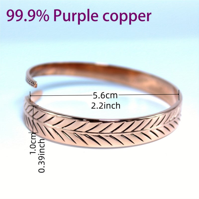 Bracelet en cuivre rétro avec un motif de feuille