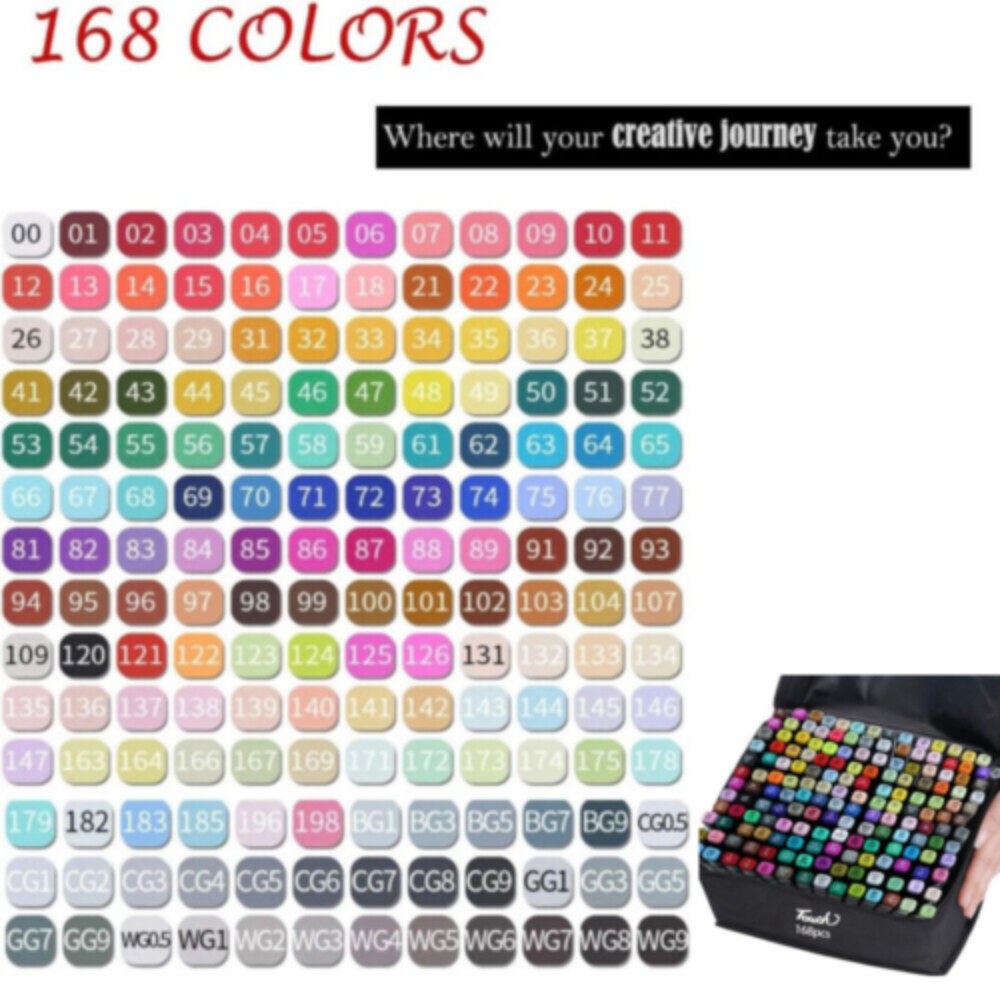 168 Colors Dual Tip Art Markers Color Pens Drawing Watercolor Kids & Gift