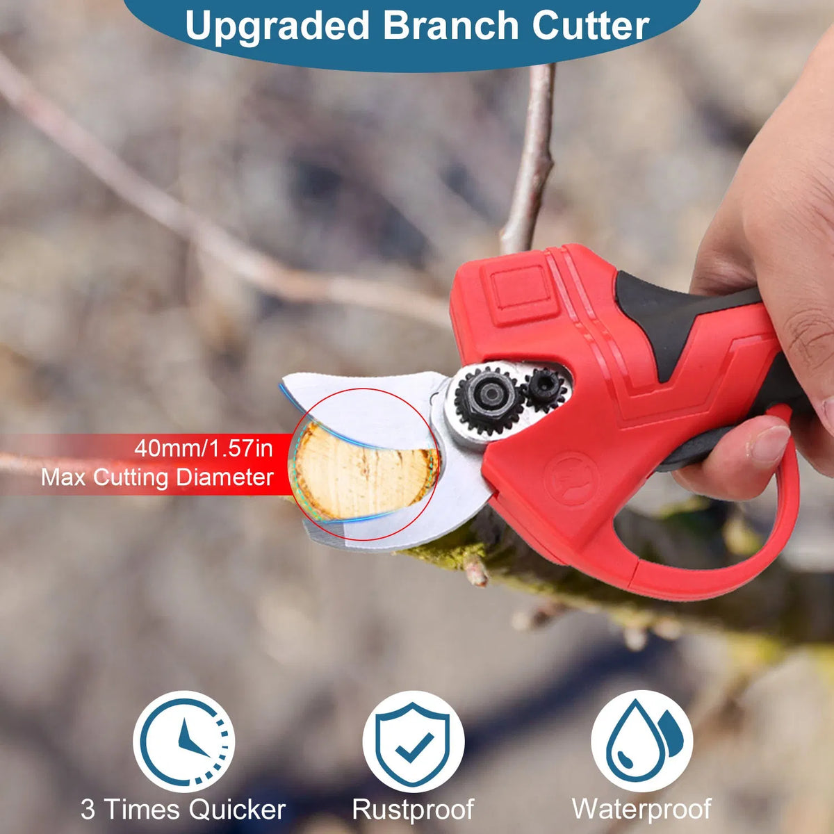 Poignées de taille électrique sans fil 21V 40mm 1.57" Branche électrique Ciseaux Arbre Branche Coupe