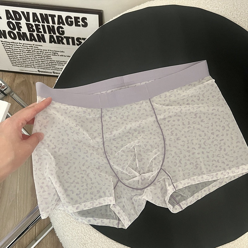 Leopard-print Entièrement transparent Crotch Breathable Short
