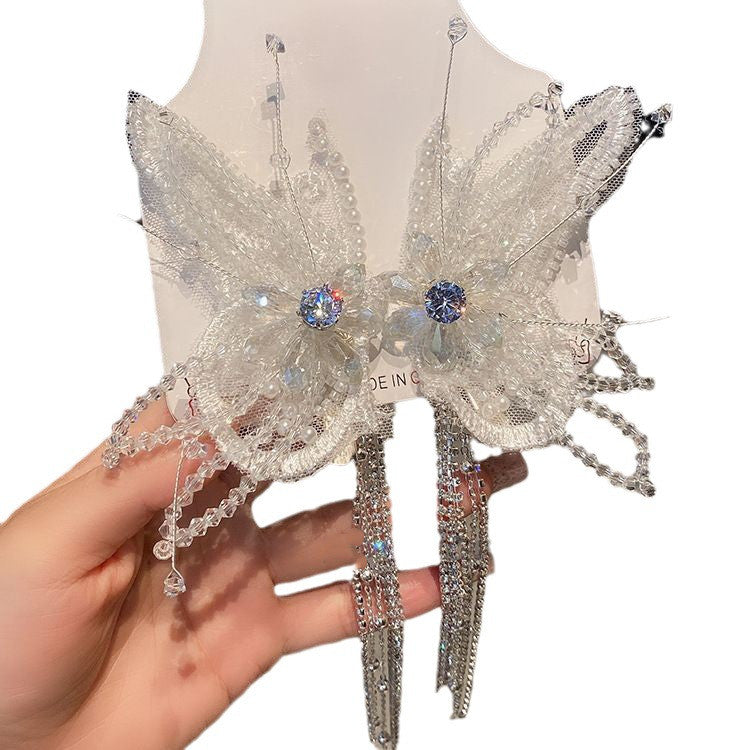Super Fée Bow Cristal Tassel épingle à cheveux femmes