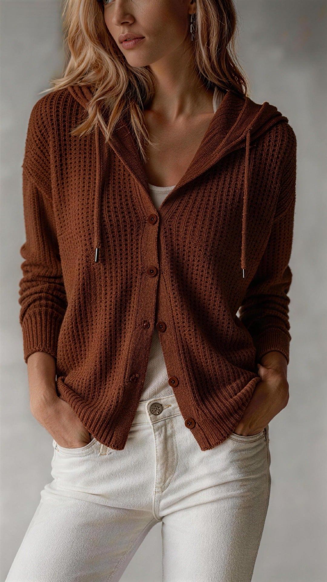 Manteau de cardigan à capuchon pour femmes