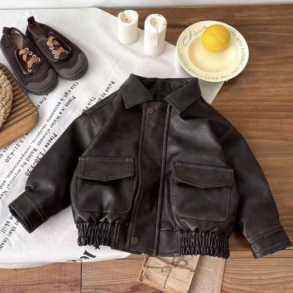 Haut de veste en cuir pour enfants