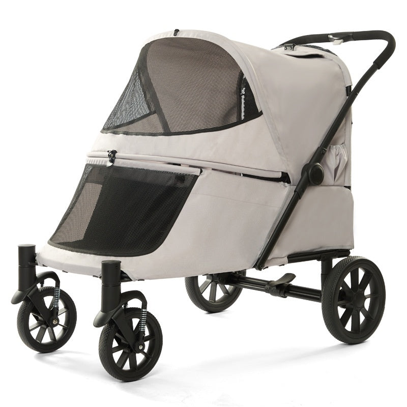 Poussette pour animaux de compagnie pliable recouverte avec rampe pour chats seniors et petits chiens avec problème de mobilité