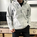 Hommes Veste de pluie à capuche entièrement Seam scellé brise-vent imperméable respirant extérieur Shell J
