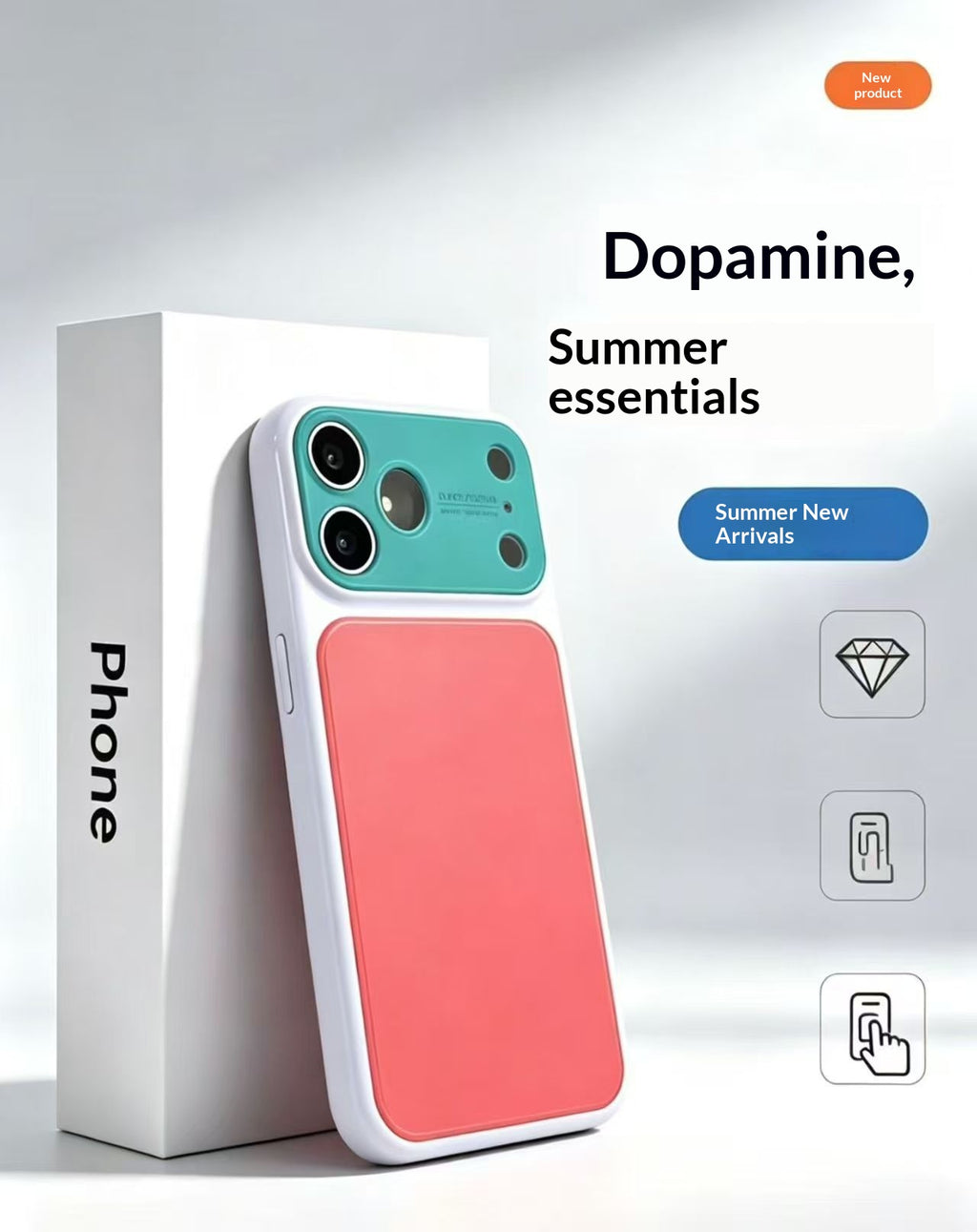 Summer Dopamine inspiré de la couleur bloc Phone Case avec une grande fenêtre